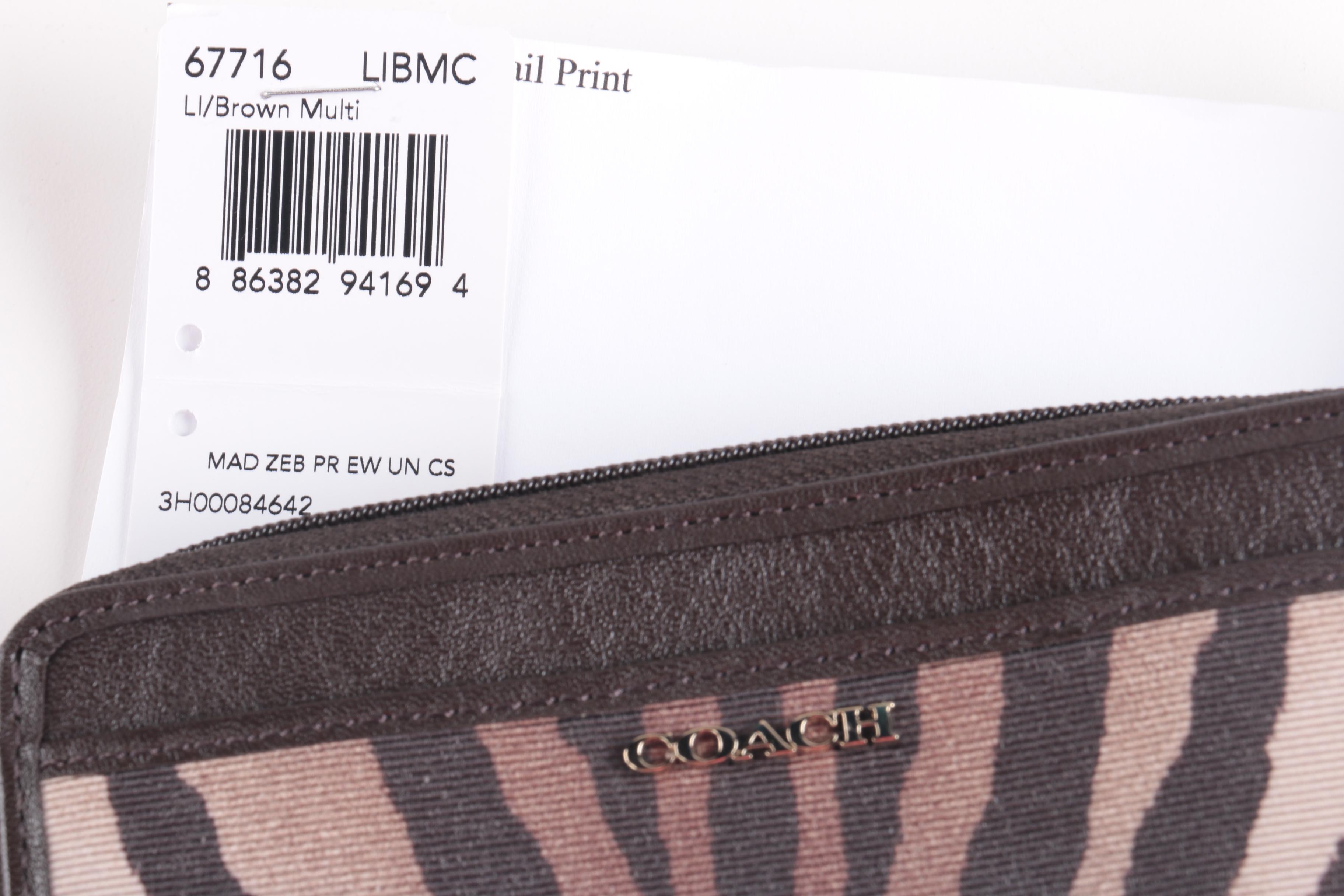 Collection of Coach Madison Brown Zebra Print Accessories