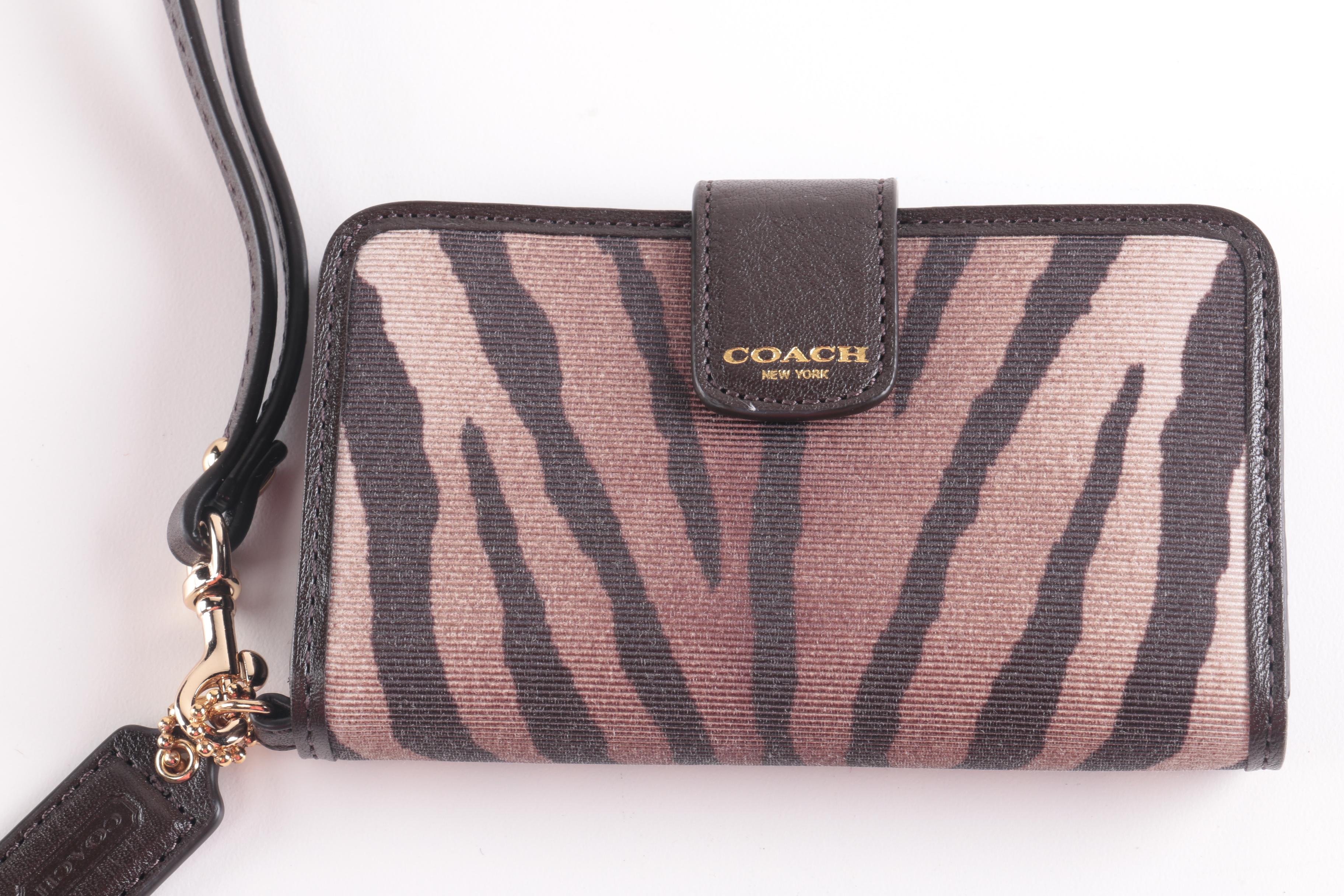 Collection of Coach Madison Brown Zebra Print Accessories