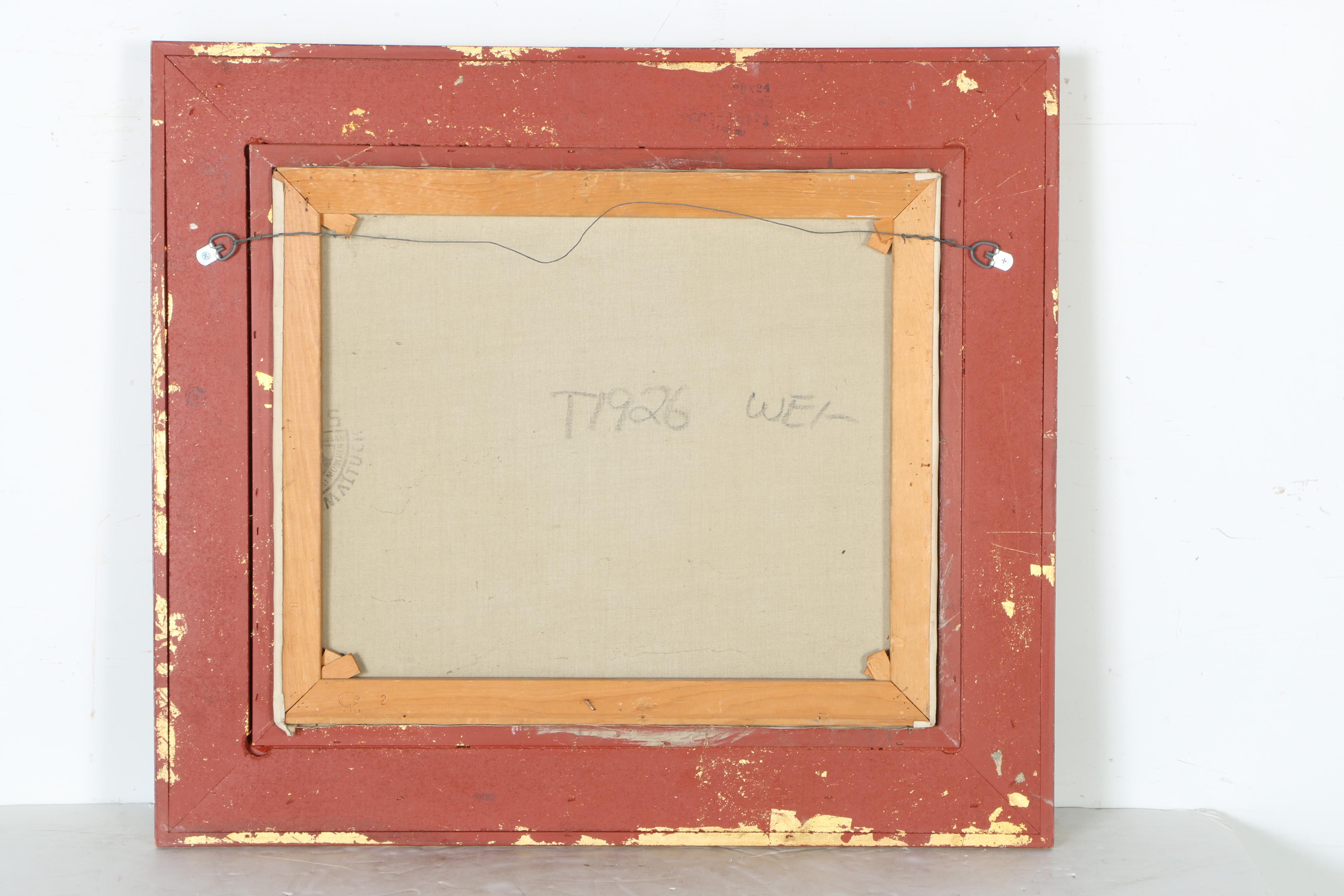 F. Palmer Oil Painting on Canvas of a Woodland Pond