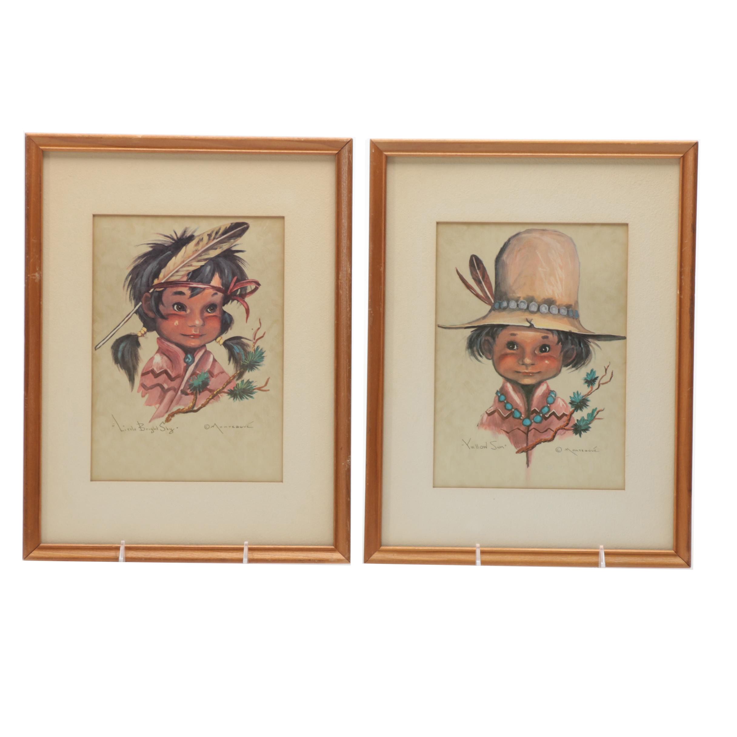 Pair of Monte Monteague Offset Lithographs on Paper