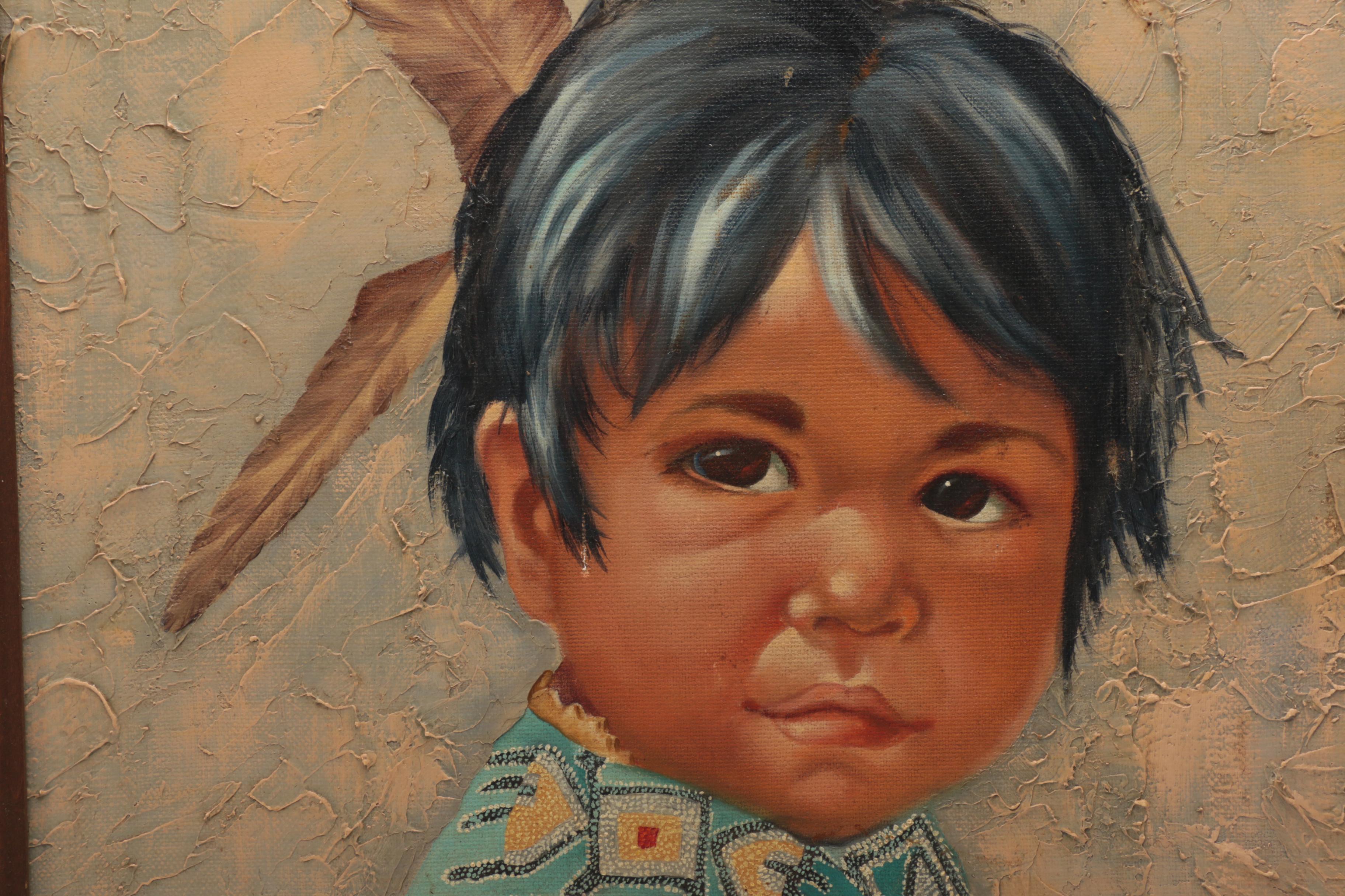 Glenda Cox Boone Oil Painting on Canvas Portrait of a Boy
