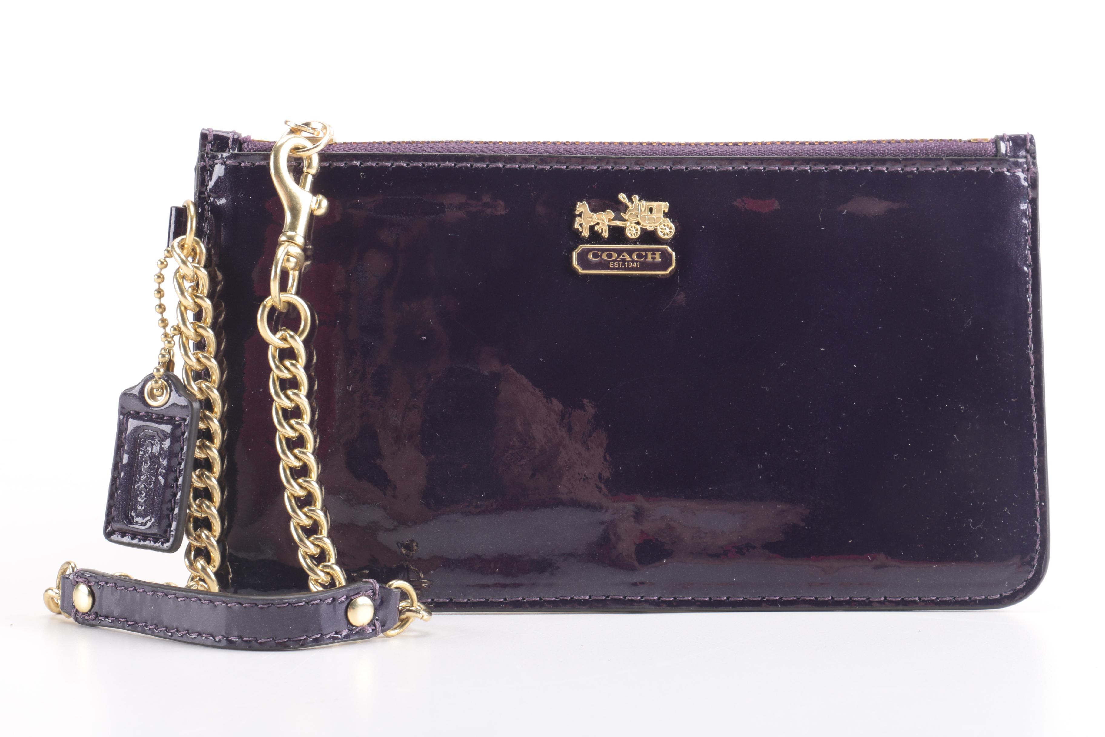 Coach Madison Patent Leather Aubergine Bag and Clutch