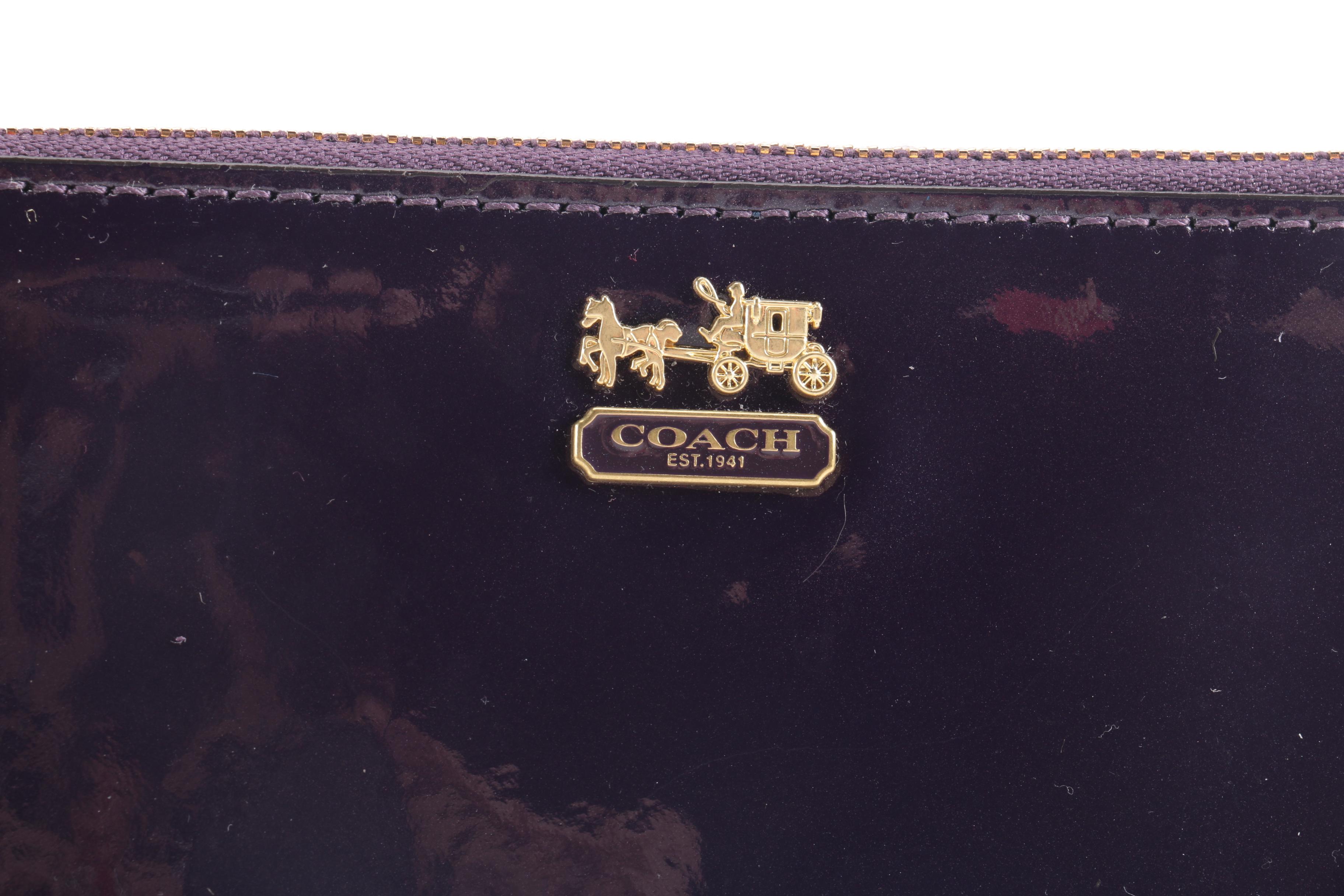 Coach Madison Patent Leather Aubergine Bag and Clutch