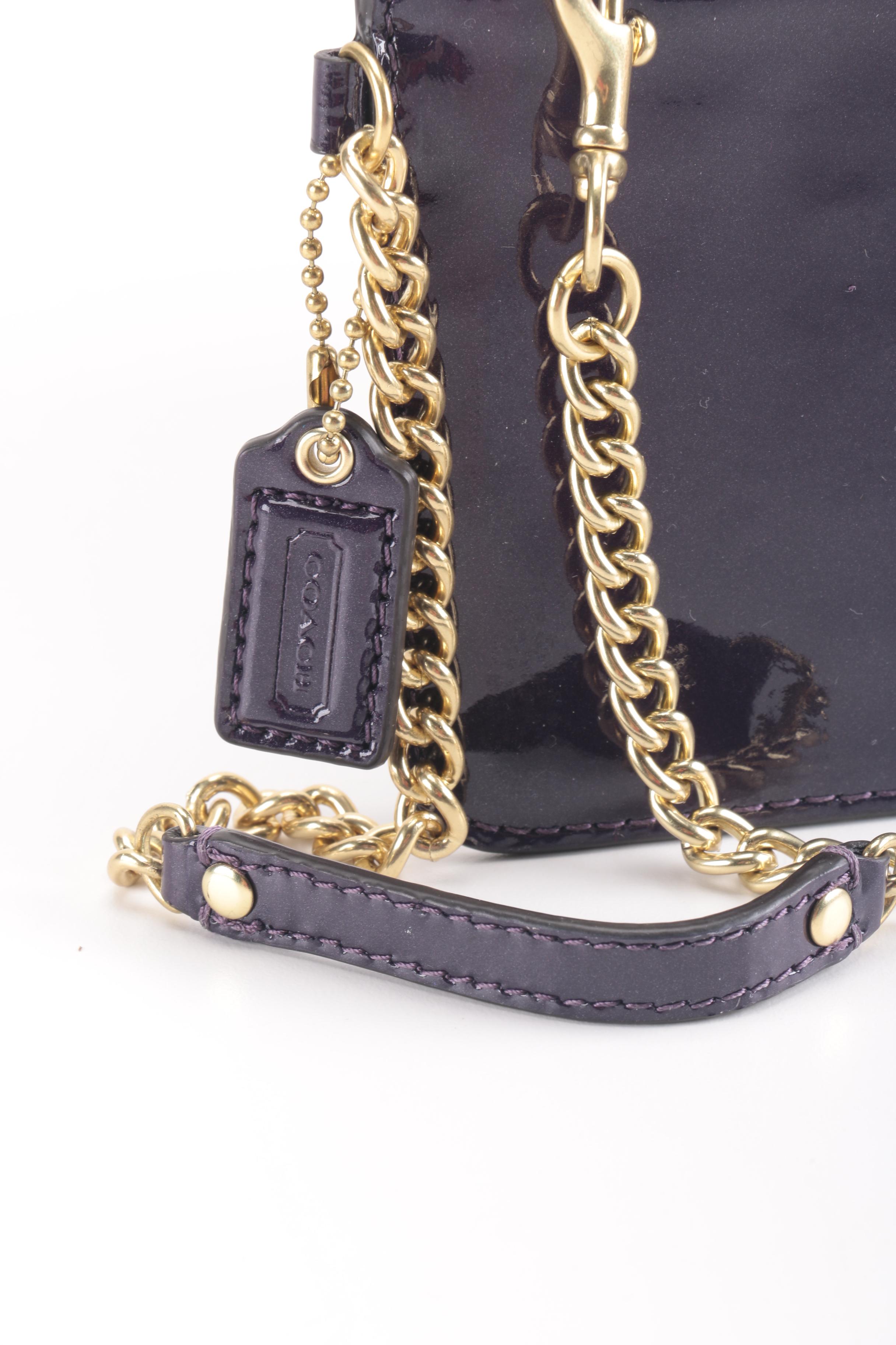 Coach Madison Patent Leather Aubergine Bag and Clutch