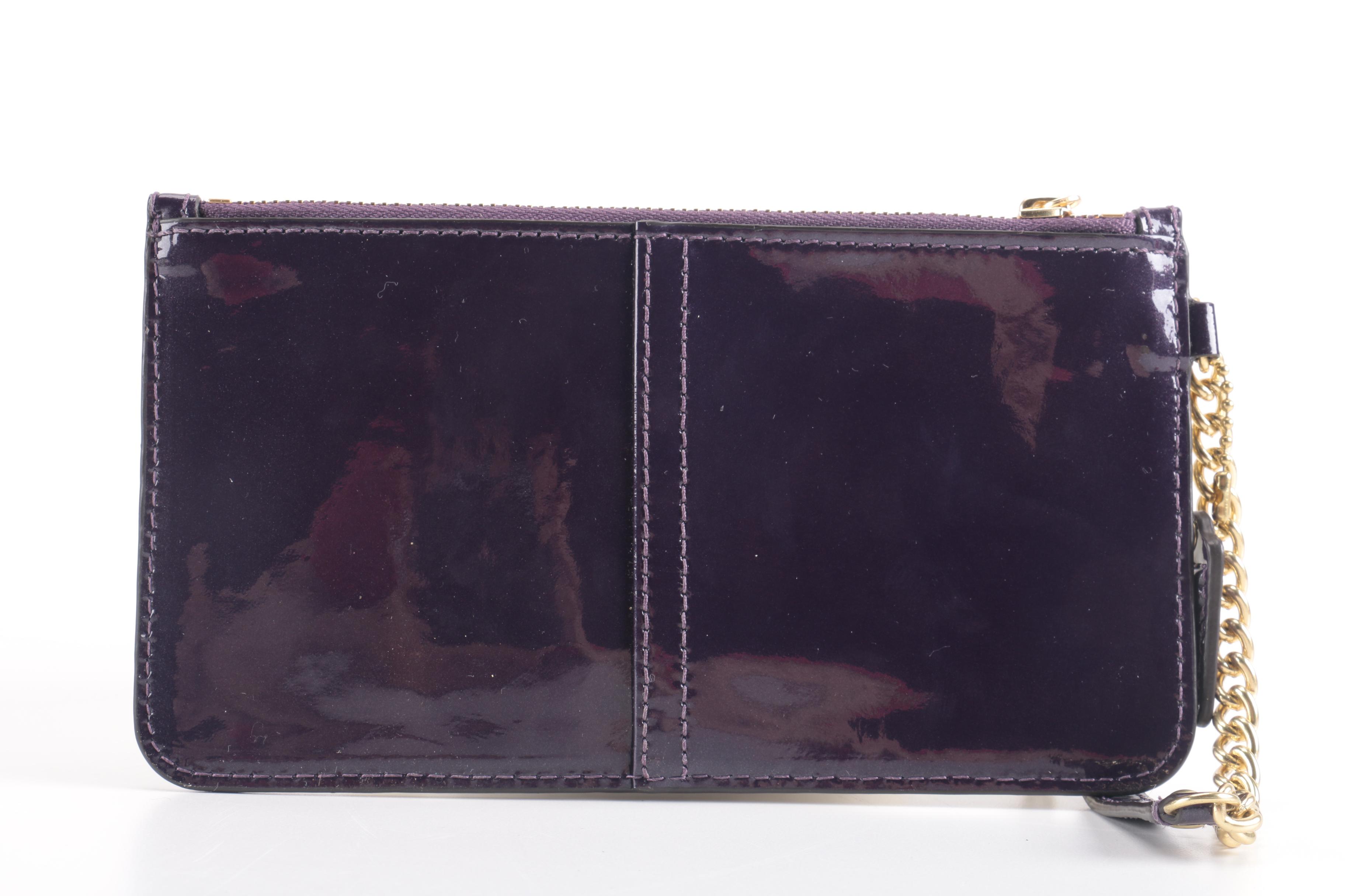 Coach Madison Patent Leather Aubergine Bag and Clutch