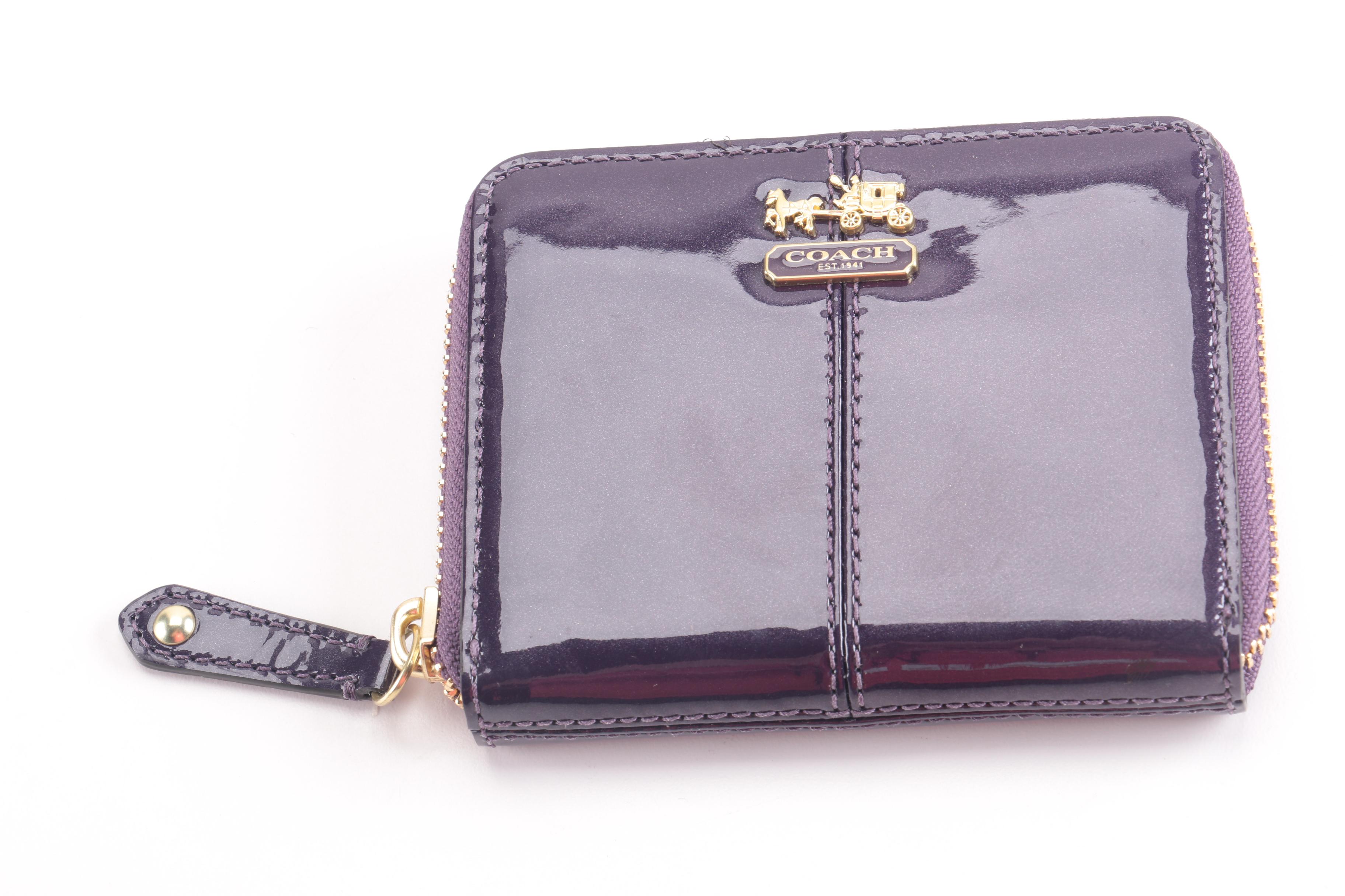 Coach Madison Patent Leather Aubergine Bag and Clutch