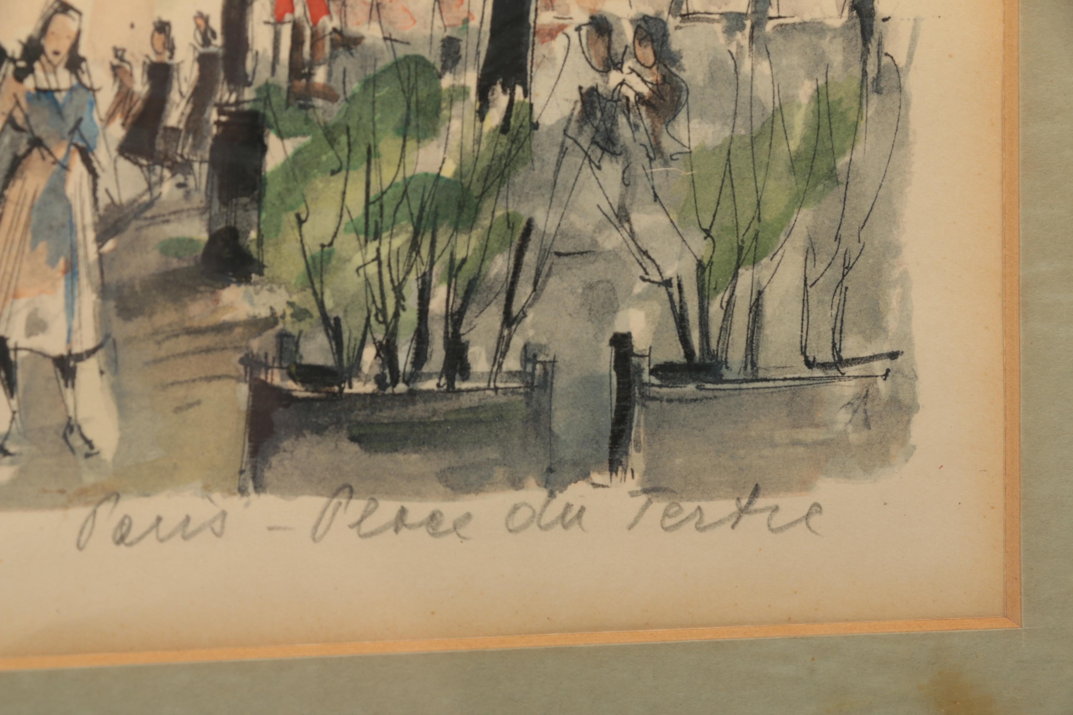 Franz Herbelot Lithograph on Paper "Paris - La Place du Tertre"