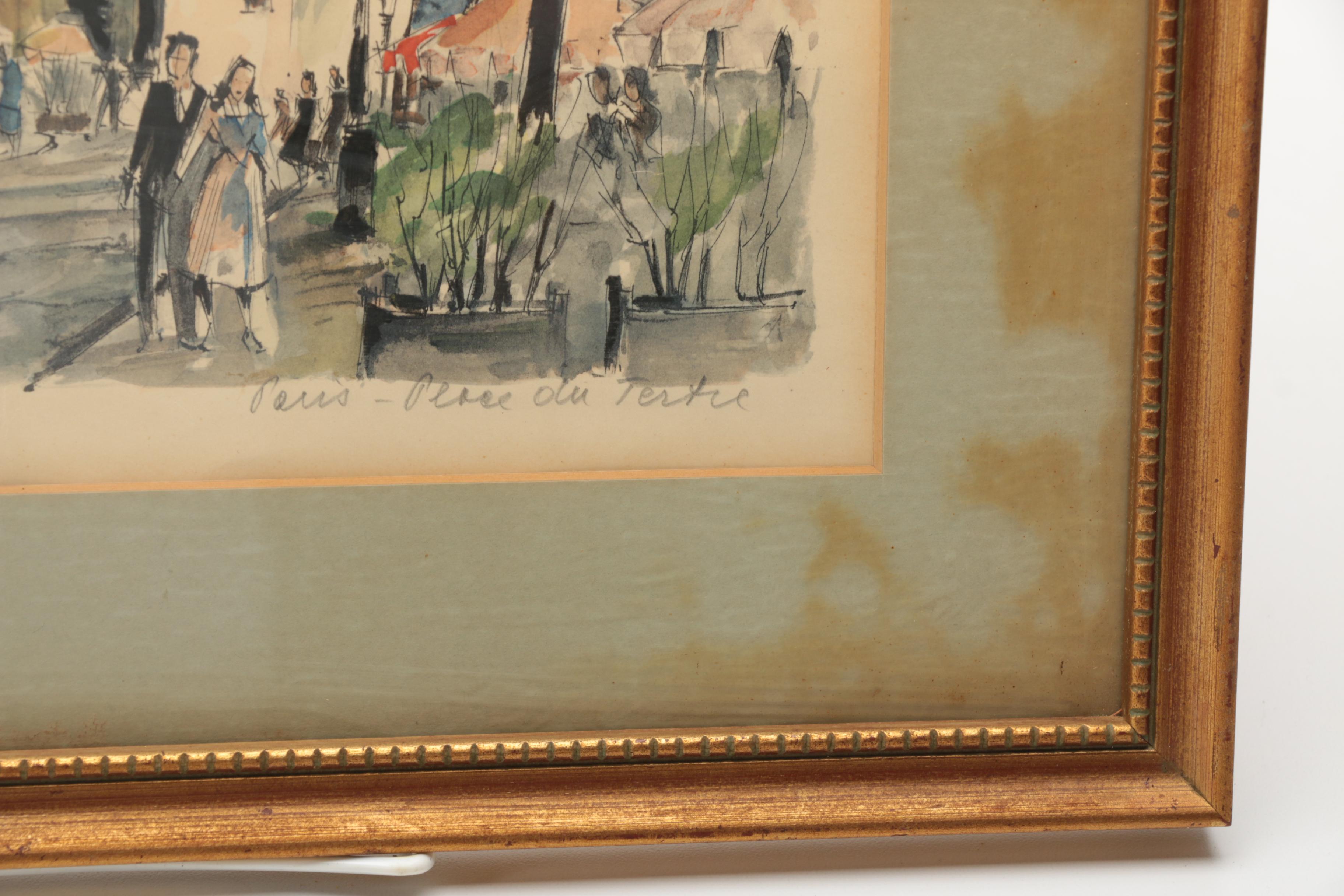 Franz Herbelot Lithograph on Paper "Paris - La Place du Tertre"