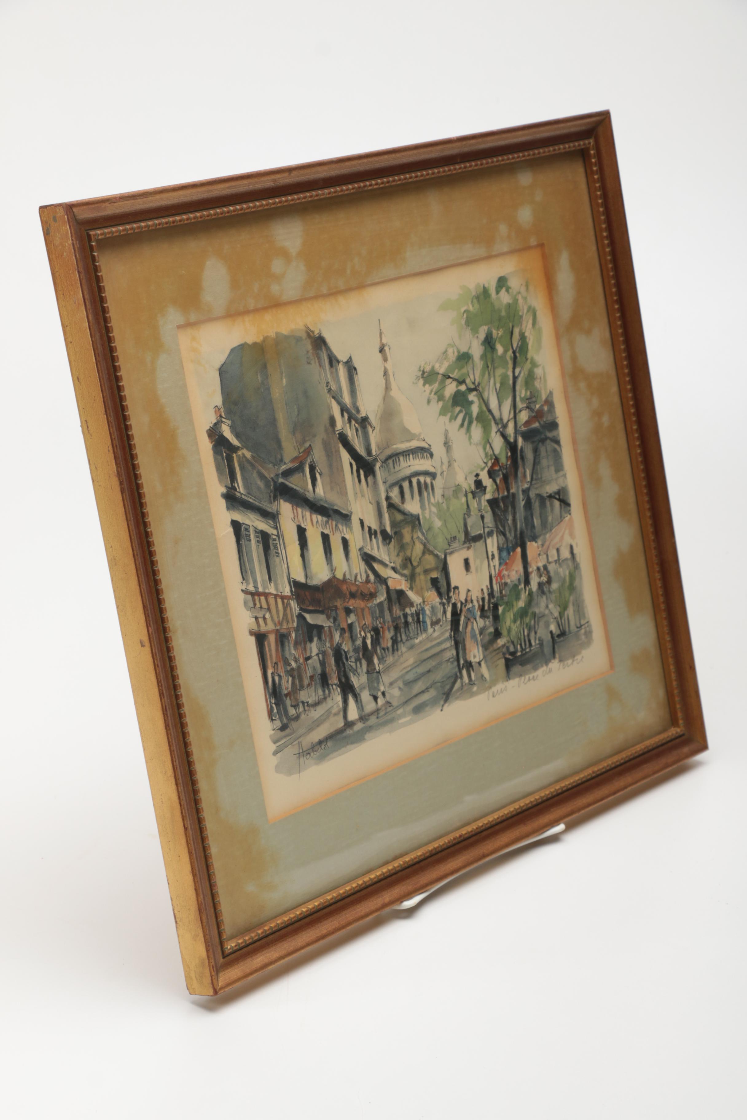 Franz Herbelot Lithograph on Paper "Paris - La Place du Tertre"