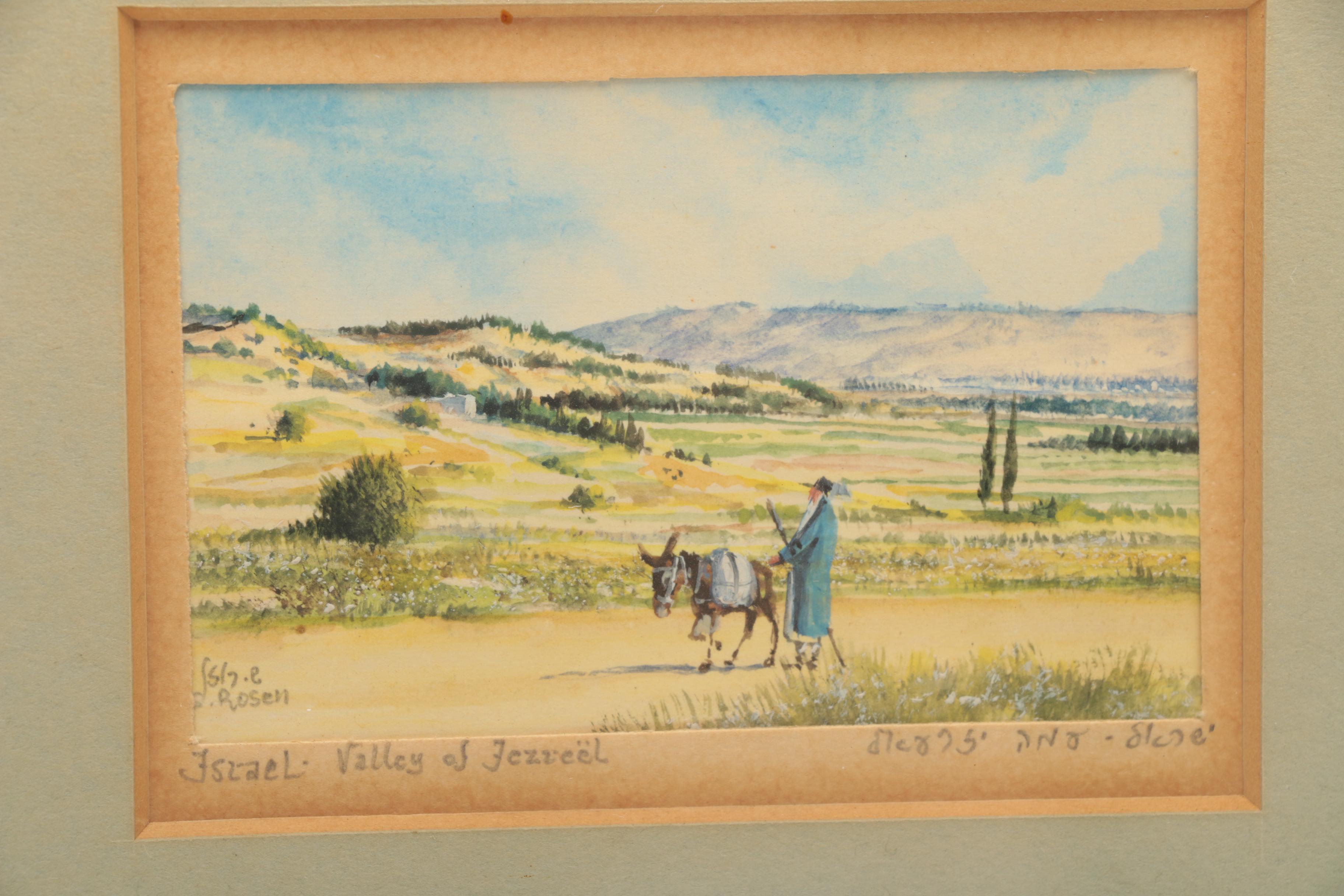 S. Rosen Three Watercolor Paintings on Paper of Israel Landscapes
