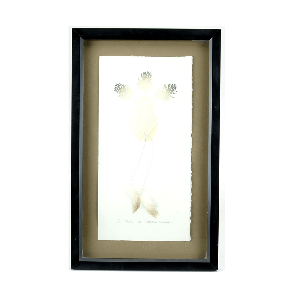 Marianne Uneland Embossed Mixed Media Relief Print "Spirit Mask"