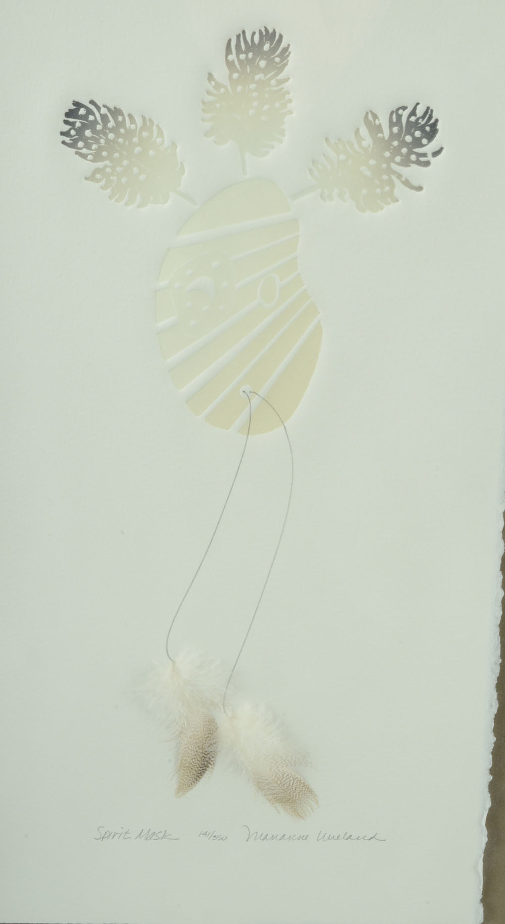 Marianne Uneland Embossed Mixed Media Relief Print "Spirit Mask"