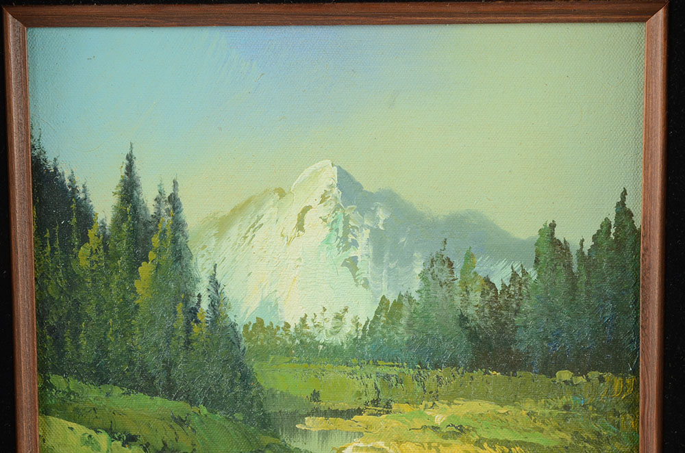 Vintage Original Decorative Oil Landscape on Canvas