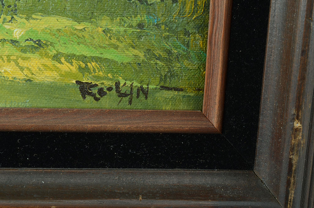 Vintage Original Decorative Oil Landscape on Canvas