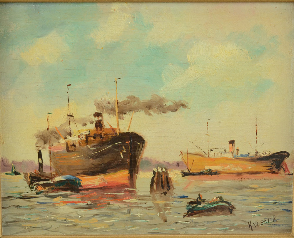 H. Wester Original Maritime Oil on Academy Board