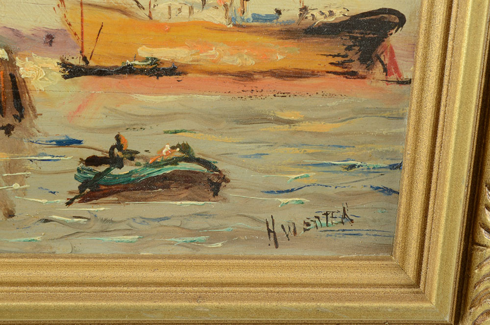H. Wester Original Maritime Oil on Academy Board