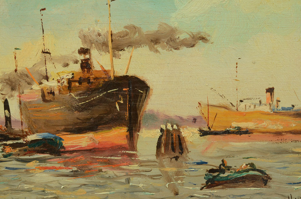 H. Wester Original Maritime Oil on Academy Board