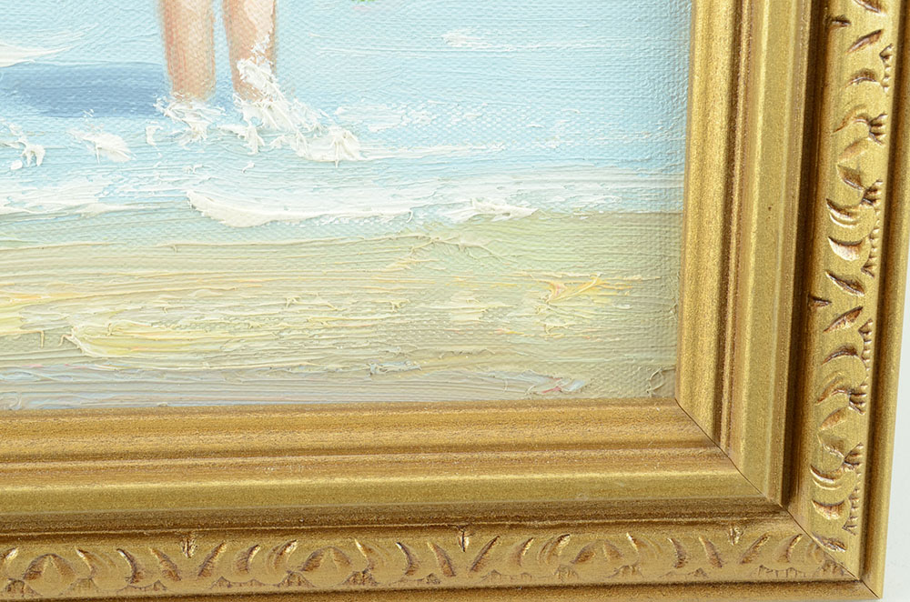 Original Contemporary Oil Beach Scene on Canvas