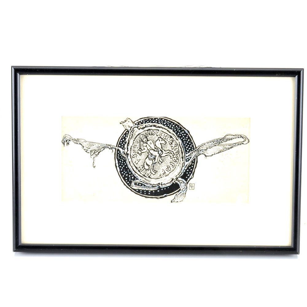 Eric Pape Ink and Gouache Illustration for "Notre Dame of Paris"