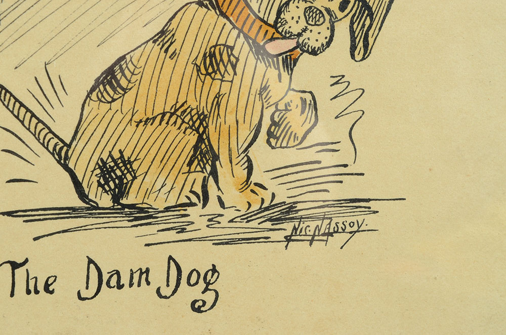 Nicholas Nassoy Original Pen & Ink Cartoon "The Whole Dam Family"