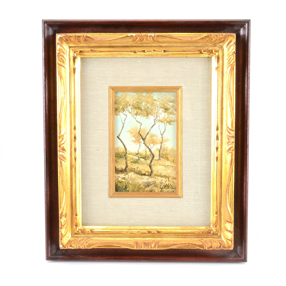 C. Saia Original Oil Landscape on Wood "In Collina"