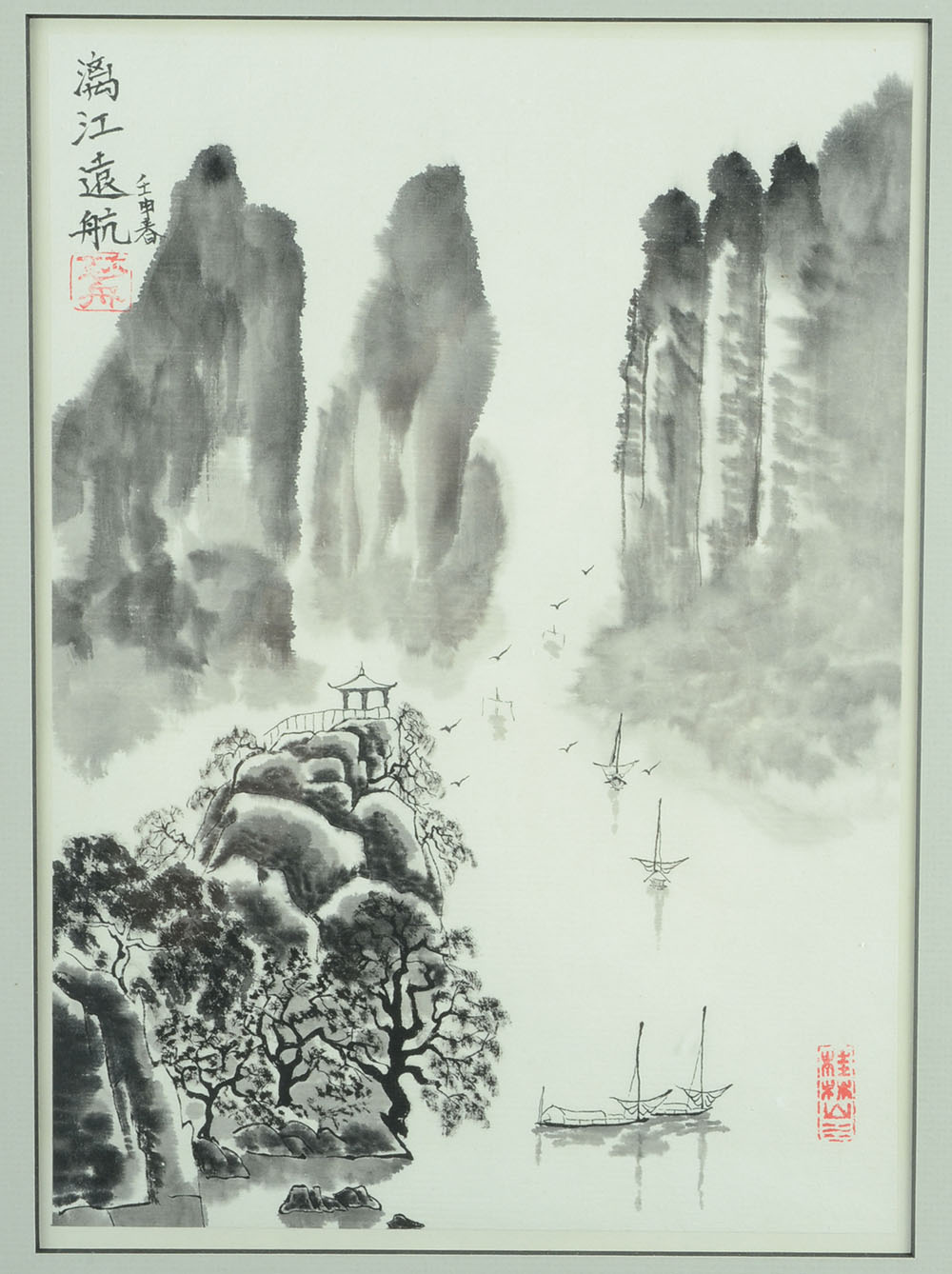 Original Chinese Ink Brush Landscape Painting on Paper