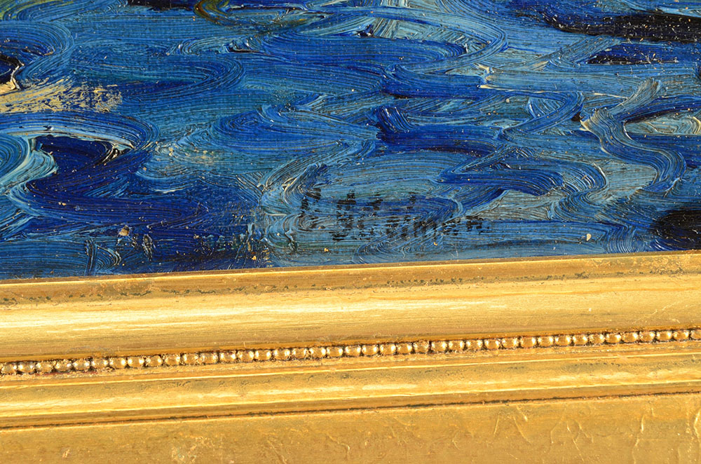 George Sumner Colman Original Oil Harbor Scene on Canvas Board