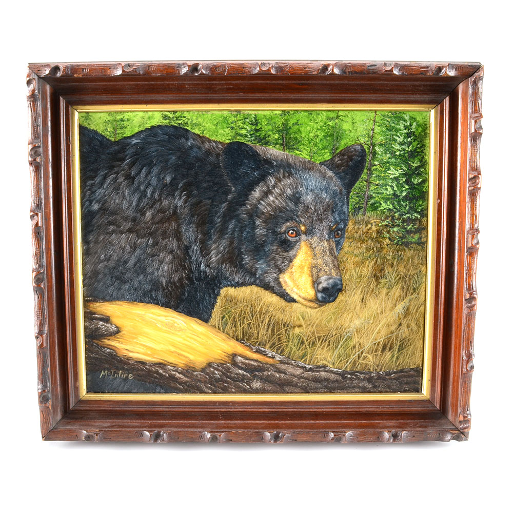 John McIntire Original 2011 Oil on Canvas "Black Bear"