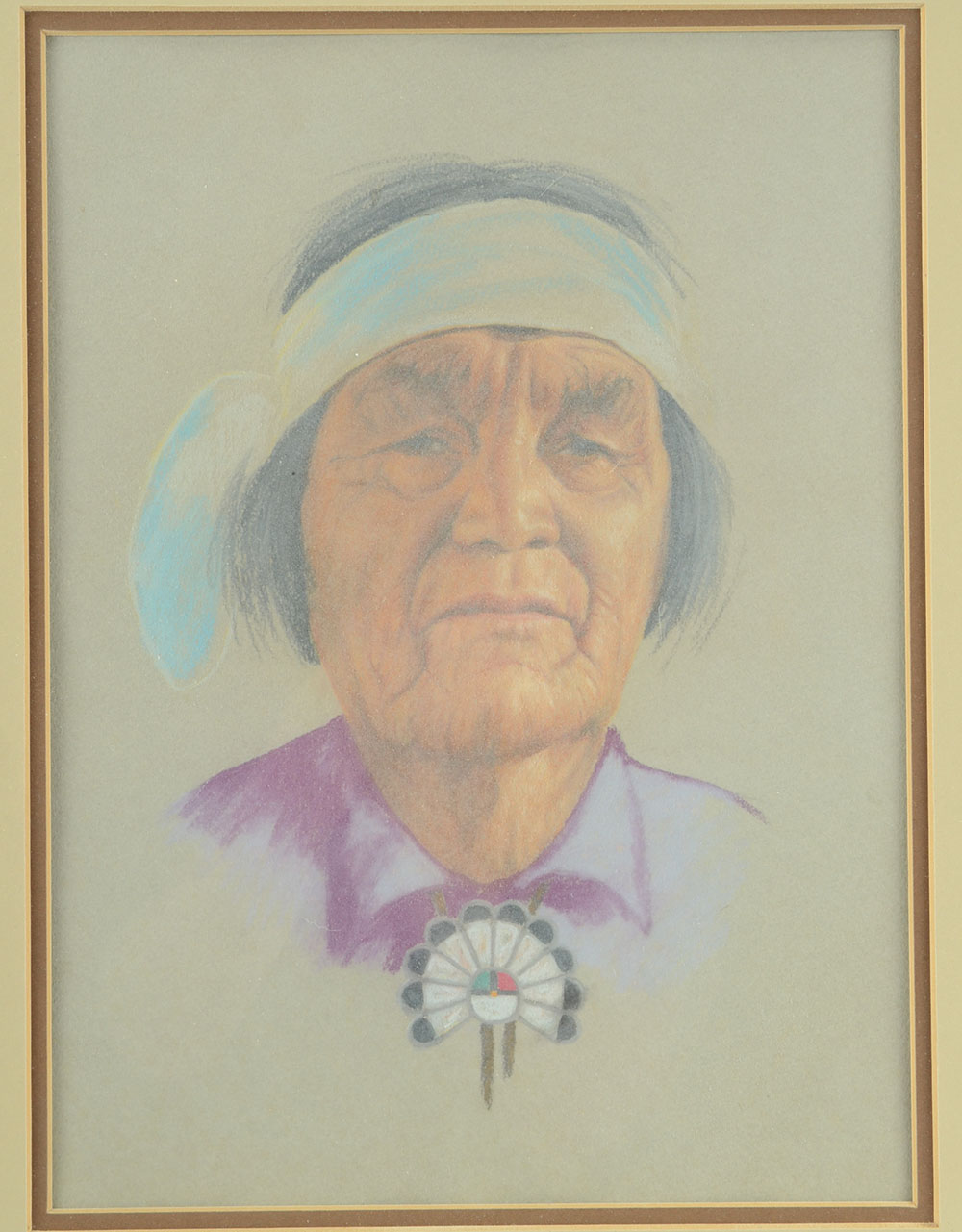 Robert Linskey Original Pastel Portrait of Native American