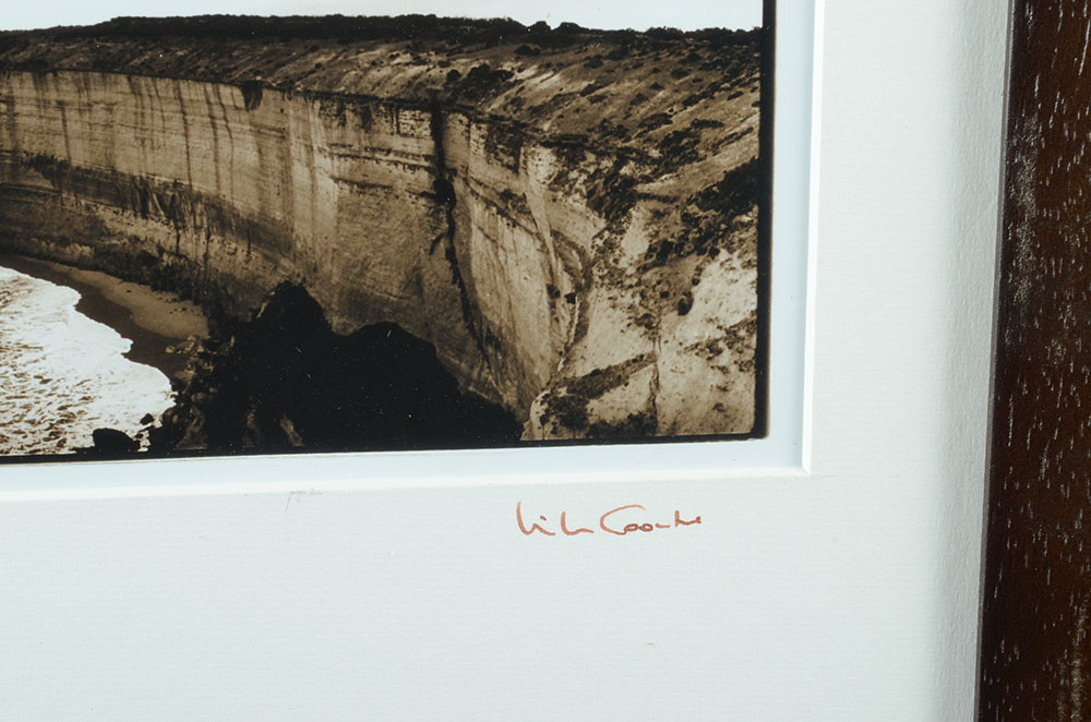 Two Mike Coombe Signed Photographs "Harvey Bay" & "The Twelve Apostles"