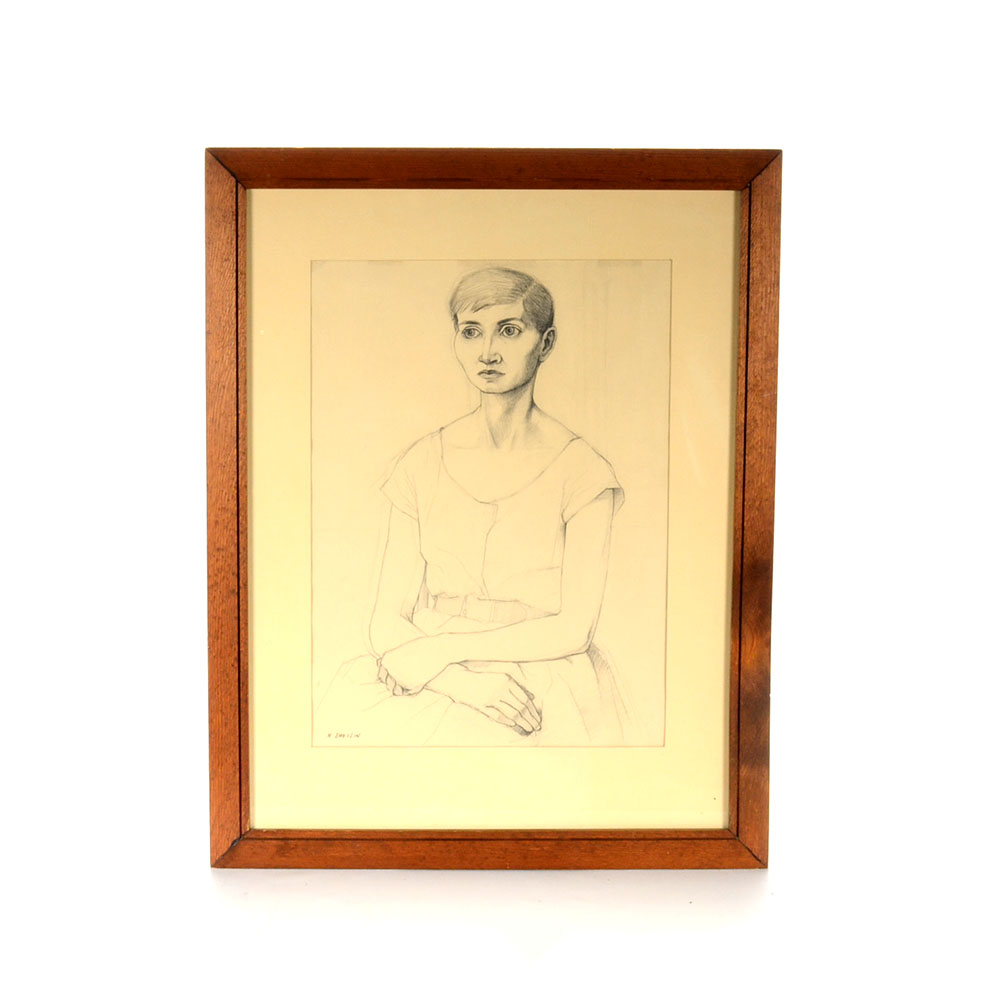 N. Shevlin Original Vintage Graphite Portrait Study
