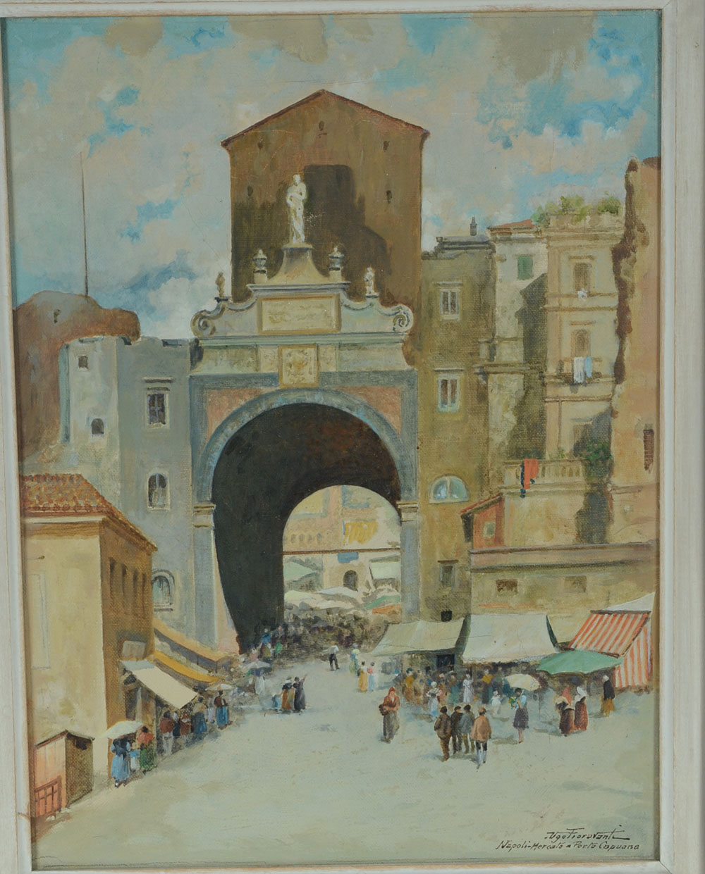 Ugo Fioravanti Original Oil on Canvas "Napoli Mercato a Porta Capuana"