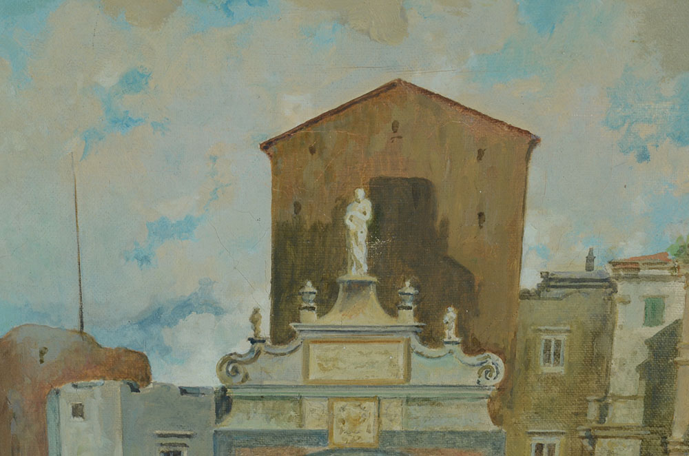 Ugo Fioravanti Original Oil on Canvas "Napoli Mercato a Porta Capuana"