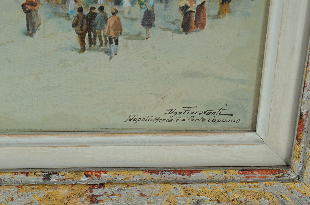 Ugo Fioravanti Original Oil on Canvas "Napoli Mercato a Porta Capuana"