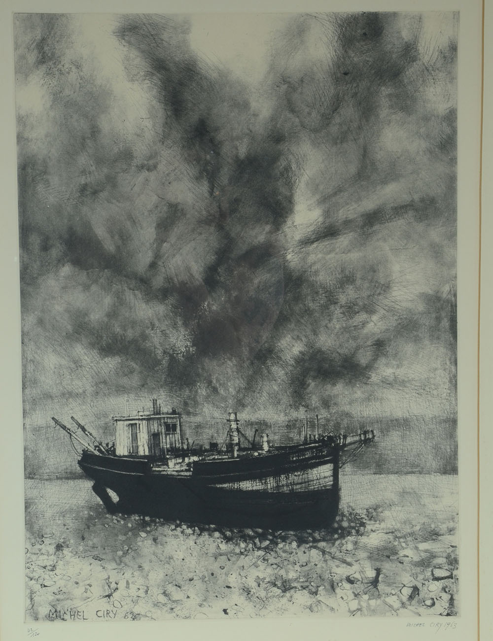Michel Ciry Signed 1963 Nautical Drypoint Aquatint Etching