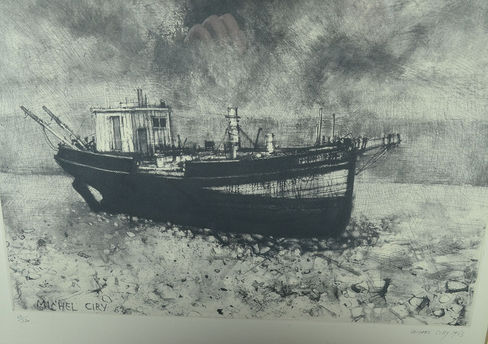Michel Ciry Signed 1963 Nautical Drypoint Aquatint Etching