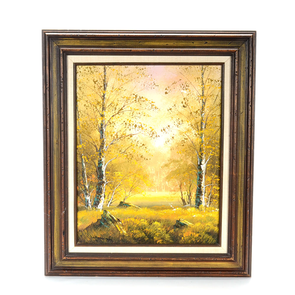 Vintage Original Decorative Oil Landscape on Canvas