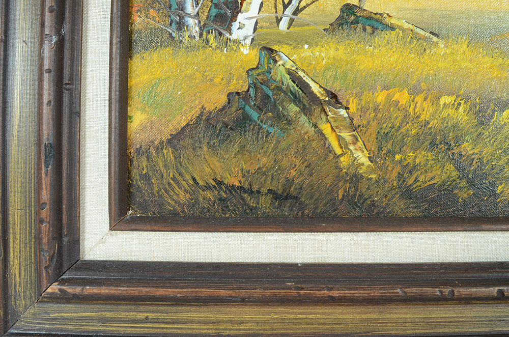 Vintage Original Decorative Oil Landscape on Canvas