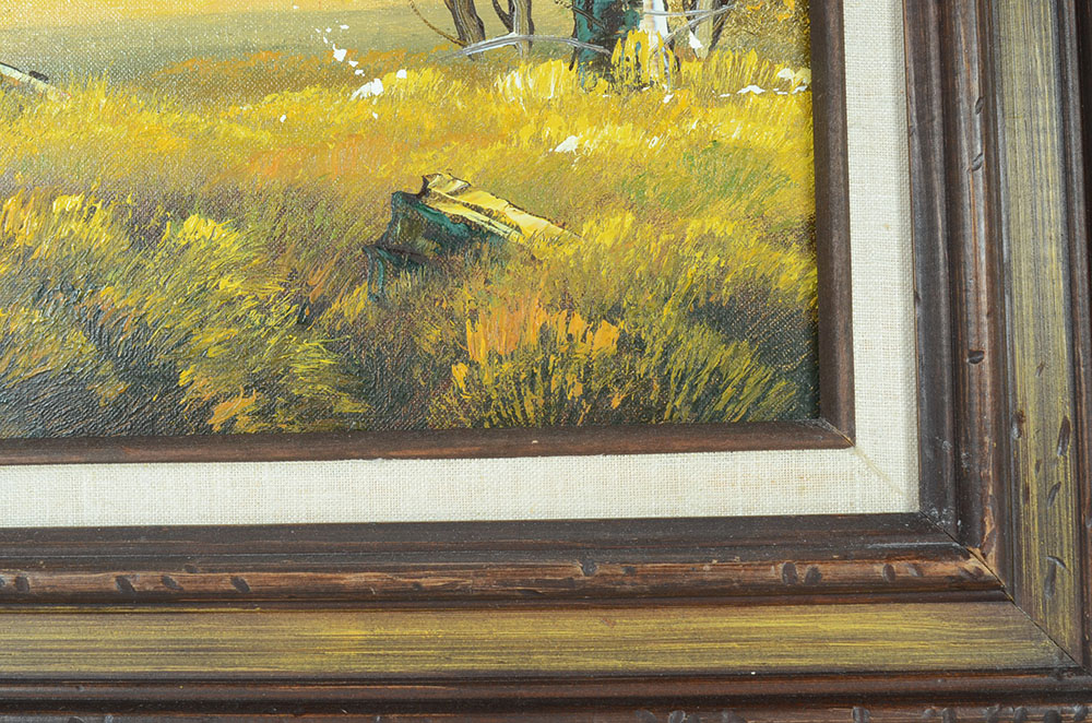 Vintage Original Decorative Oil Landscape on Canvas