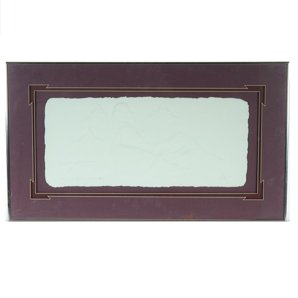 Cast Paper Relief Print "Selu with the Wolves of Thunder"