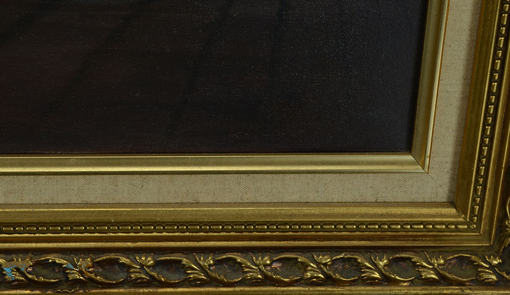 Vintage Oil Painting on Canvas of Cats