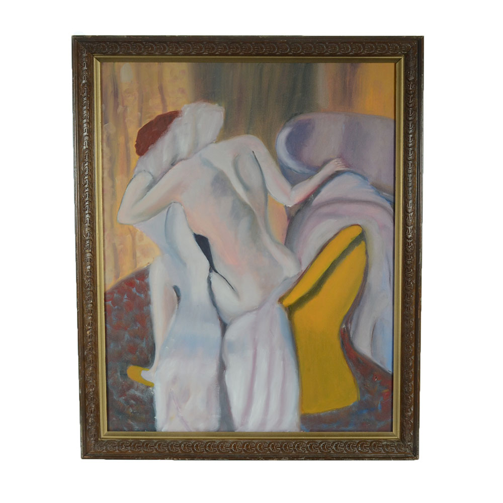 Original Oil on Canvas of Nude Bather