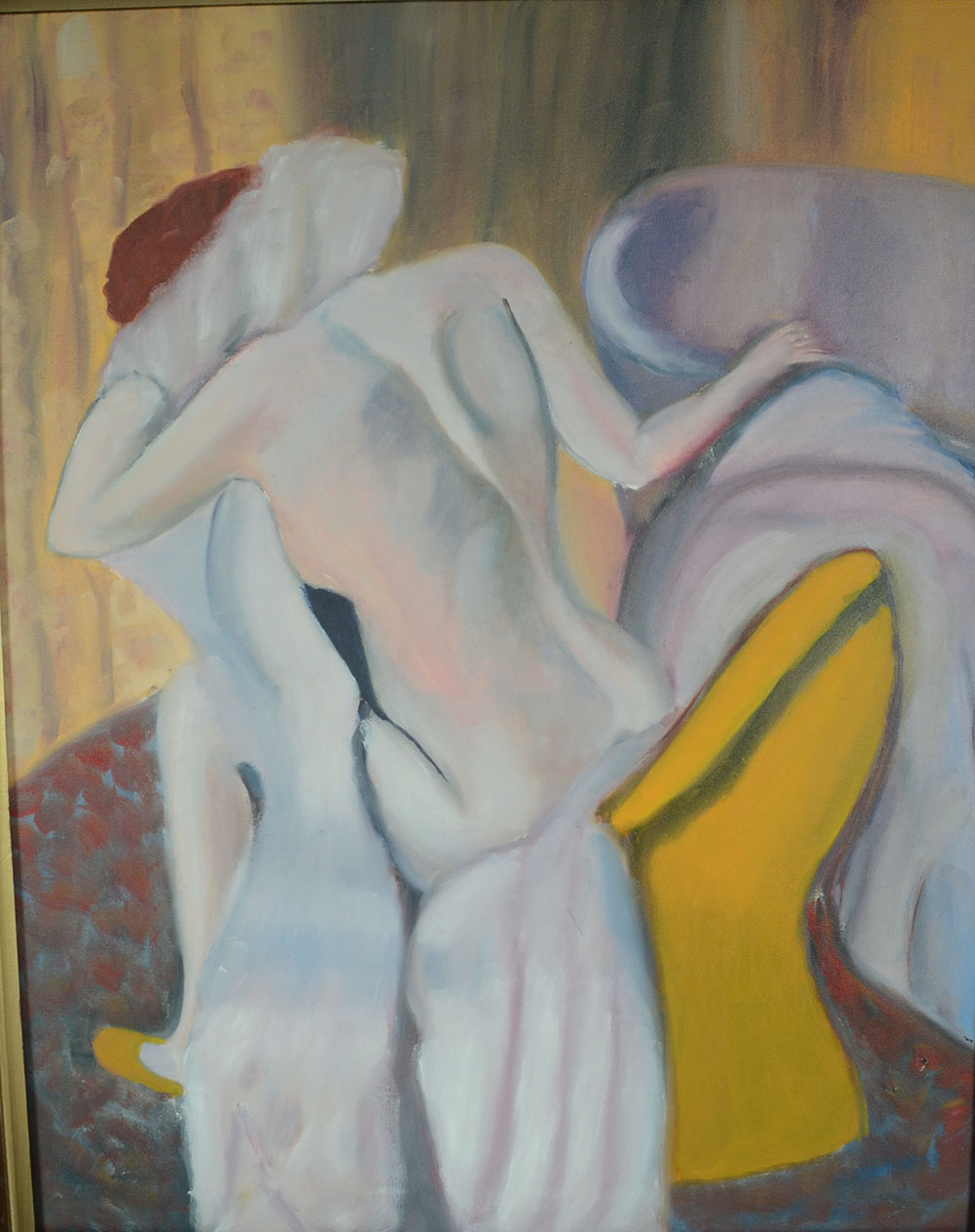 Original Oil on Canvas of Nude Bather