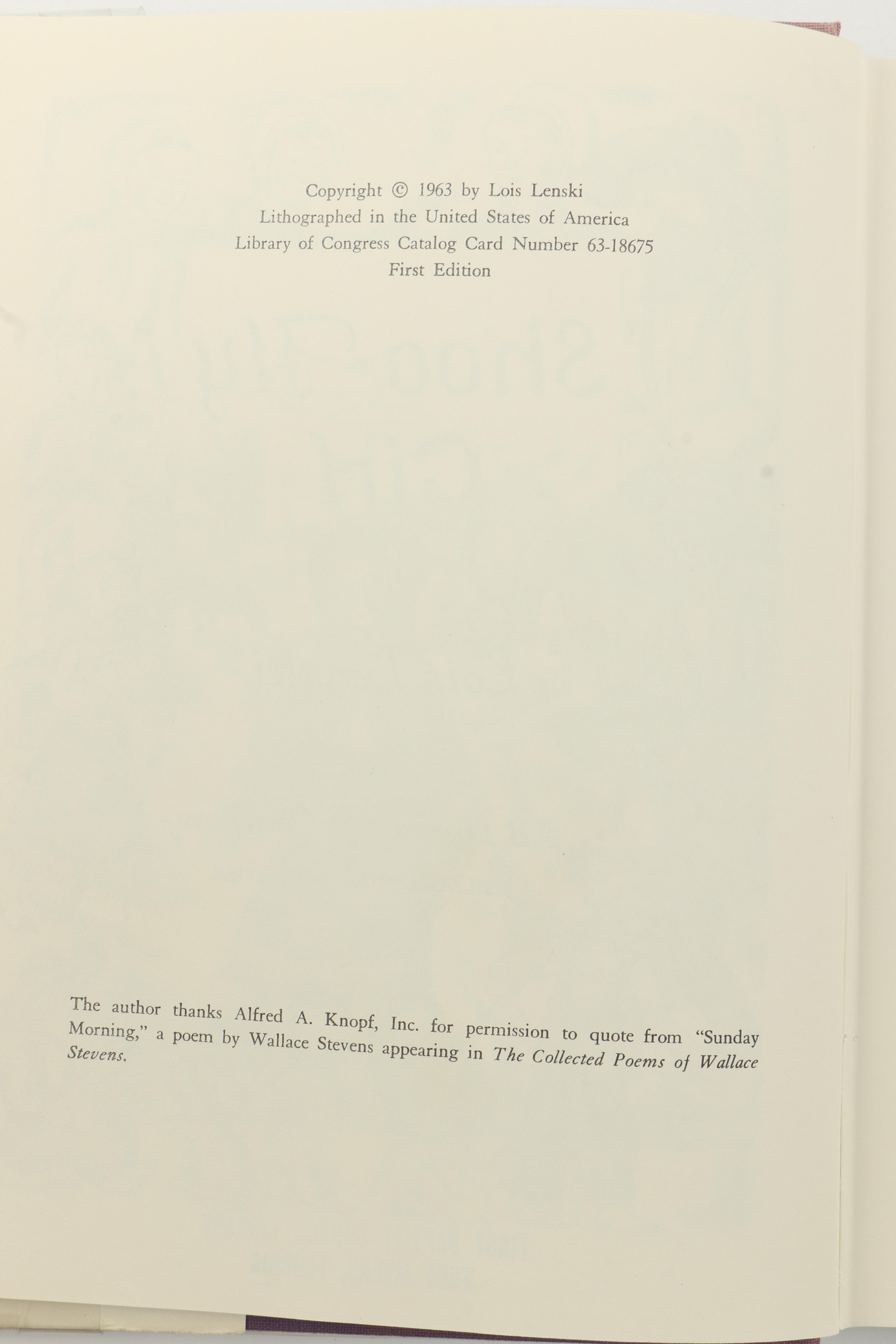 1963 First Edition "Shoo-Fly Girl" by Lois Lenski