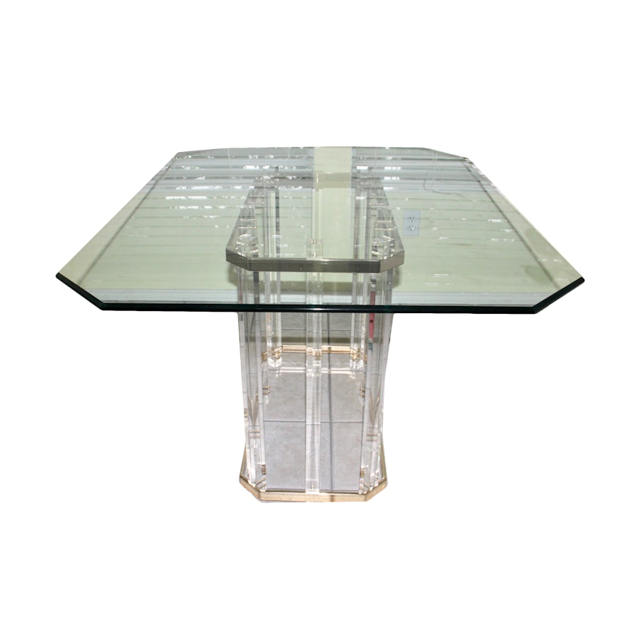 Mid Century Modern Glass Top Lucite Dining Table