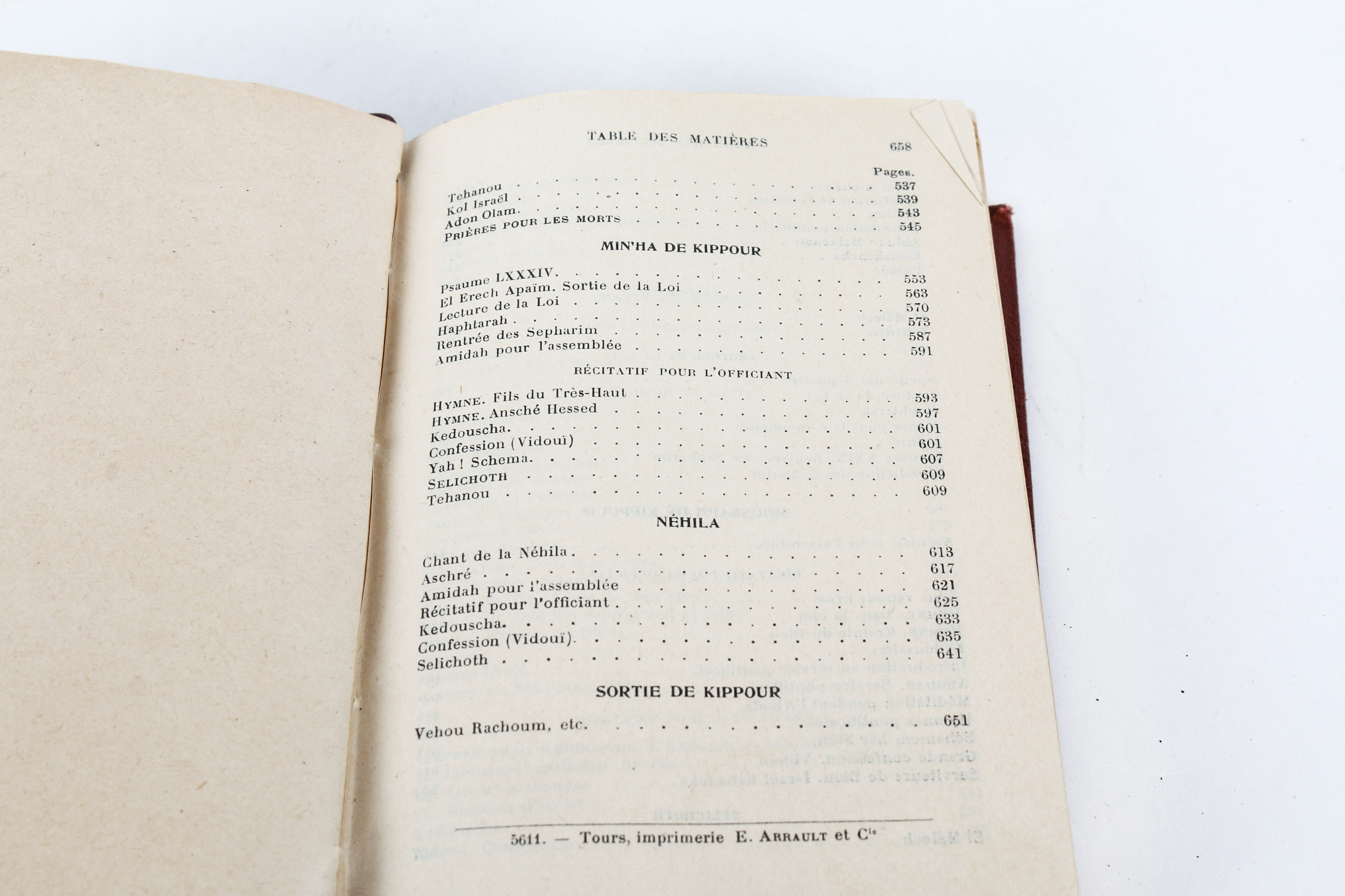 Antique "KIPPOUR: Prières des Grandes Fêtes a L'usage des Israélites du Rite Séfarad" Traduction Française by A. Créhange