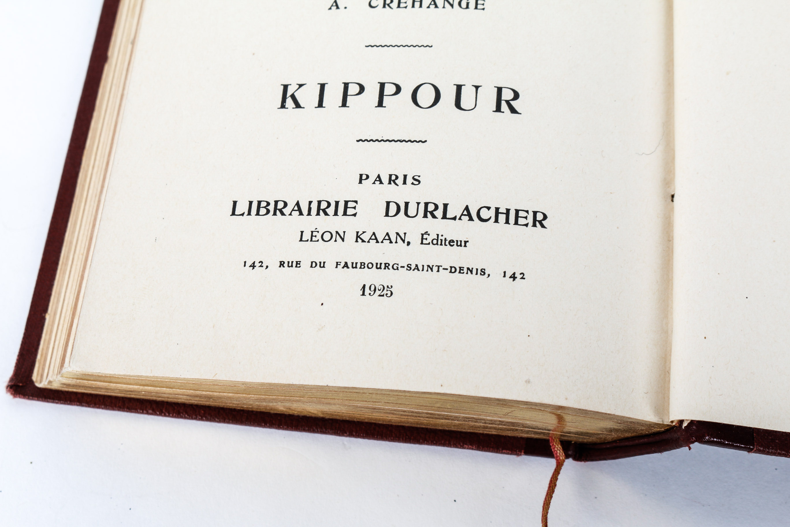Antique "KIPPOUR: Prières des Grandes Fêtes a L'usage des Israélites du Rite Séfarad" Traduction Française by A. Créhange