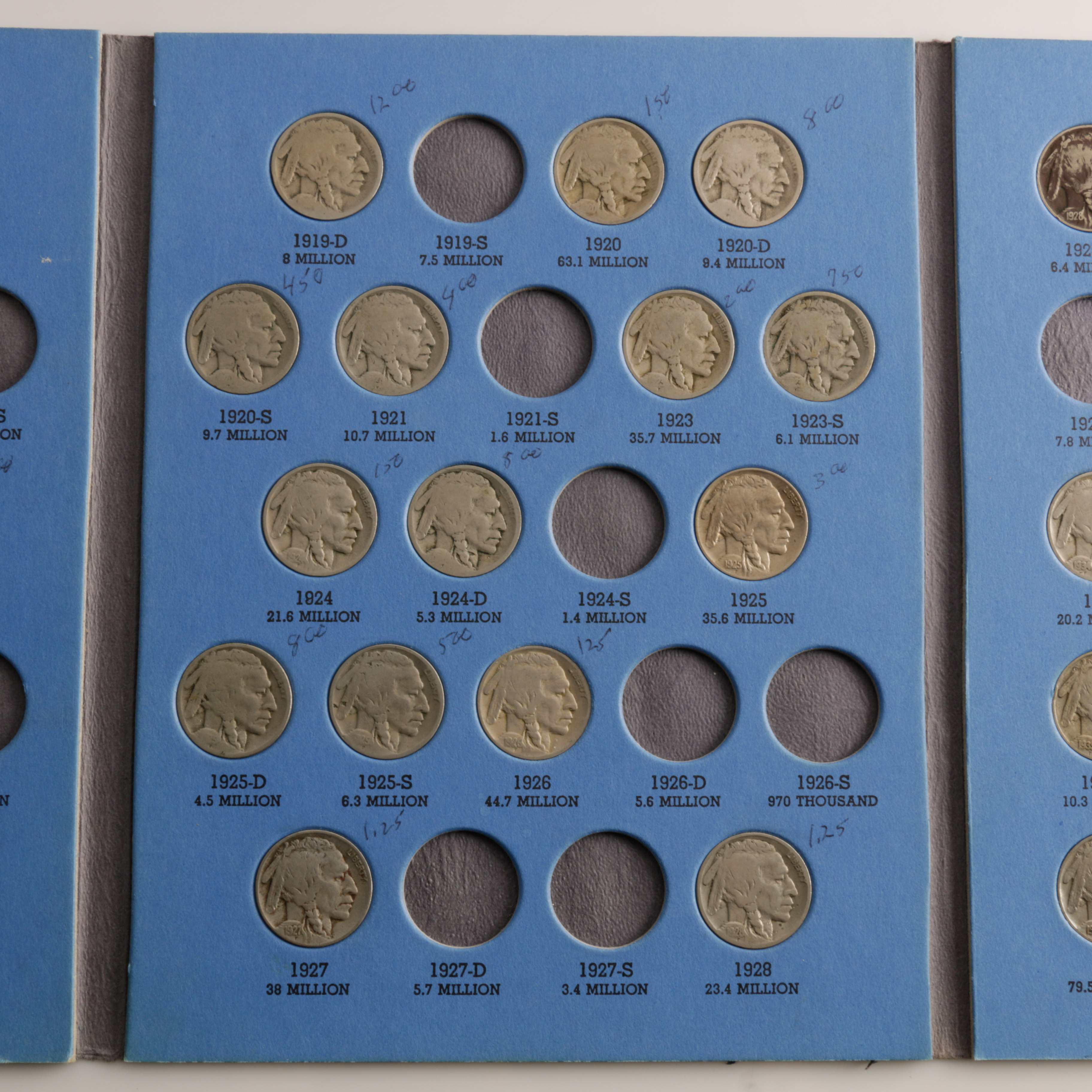 Group of 42 Buffalo Nickels in a Whitman Coin Folder Ranging in Age from 1913 to 1938