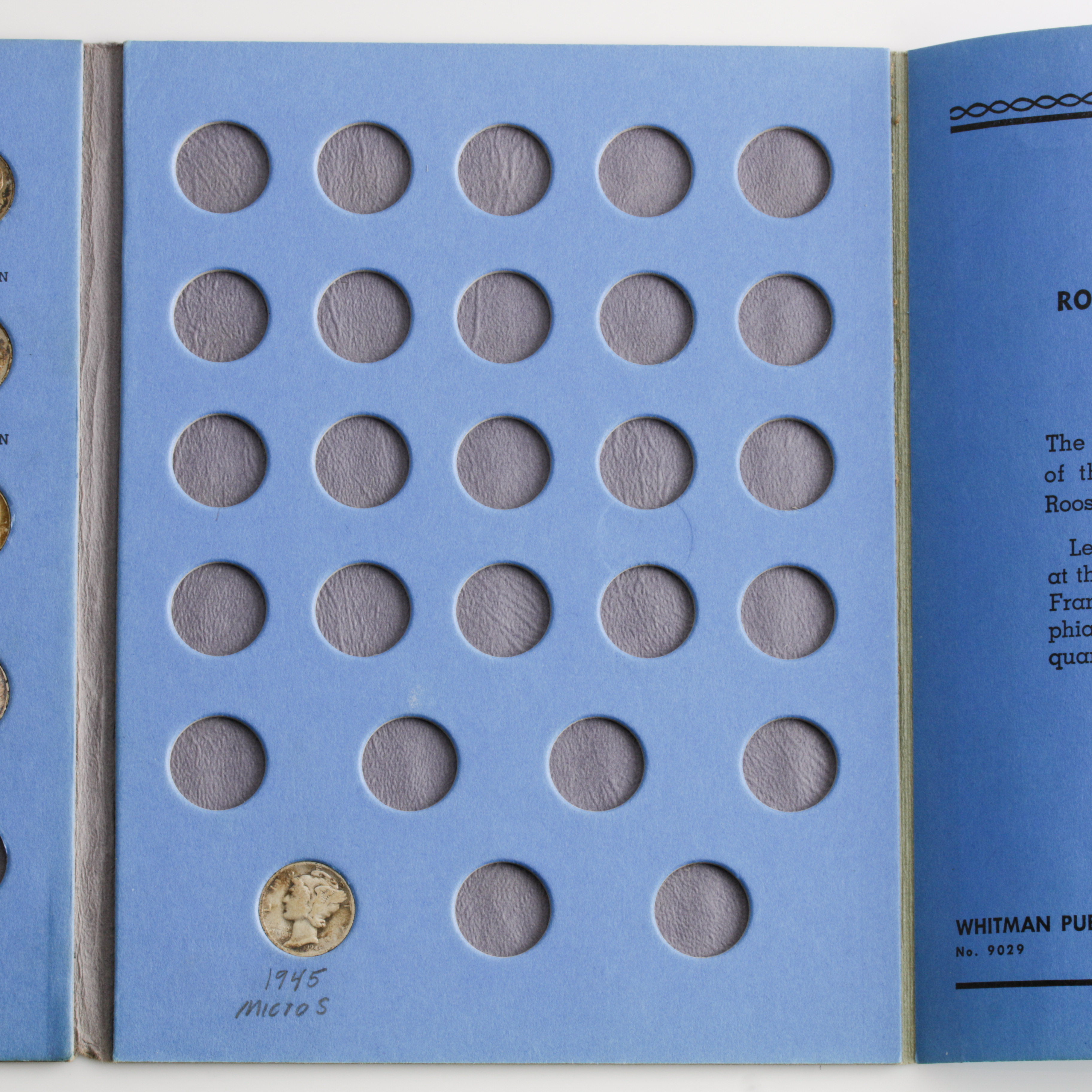 Group of 47 Silver Roosevelt Dimes in a Whitman Coin Folder Ranging in Age from 1946 to 1964