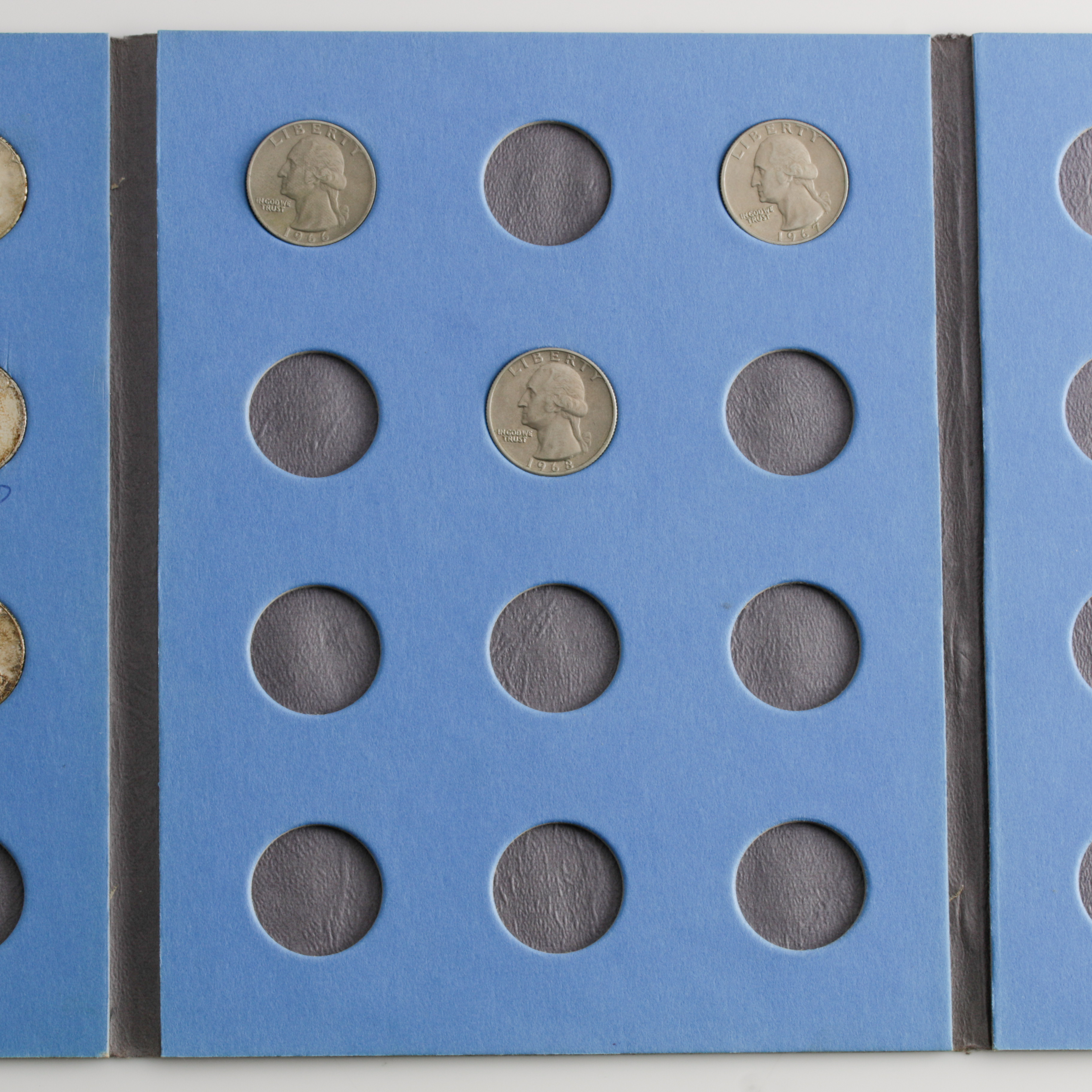 Group of 10 George Washington Silver Quarters in a Whitman Coin Folder Ranging in Age from 1960 to 1964